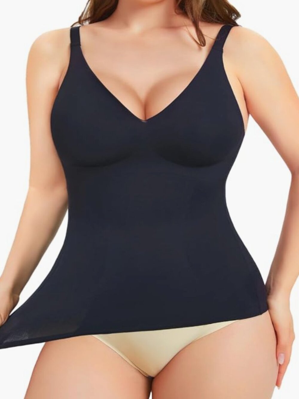 Black V Neck Shapewear Compression Tank Cami